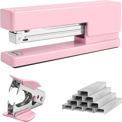 Stapler 25 Sheet Capacity with 830 Staples and Staple Remover, Pink Stapler