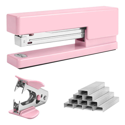 Stapler 25 Sheet Capacity with 830 Staples and Staple Remover, Pink Stapler