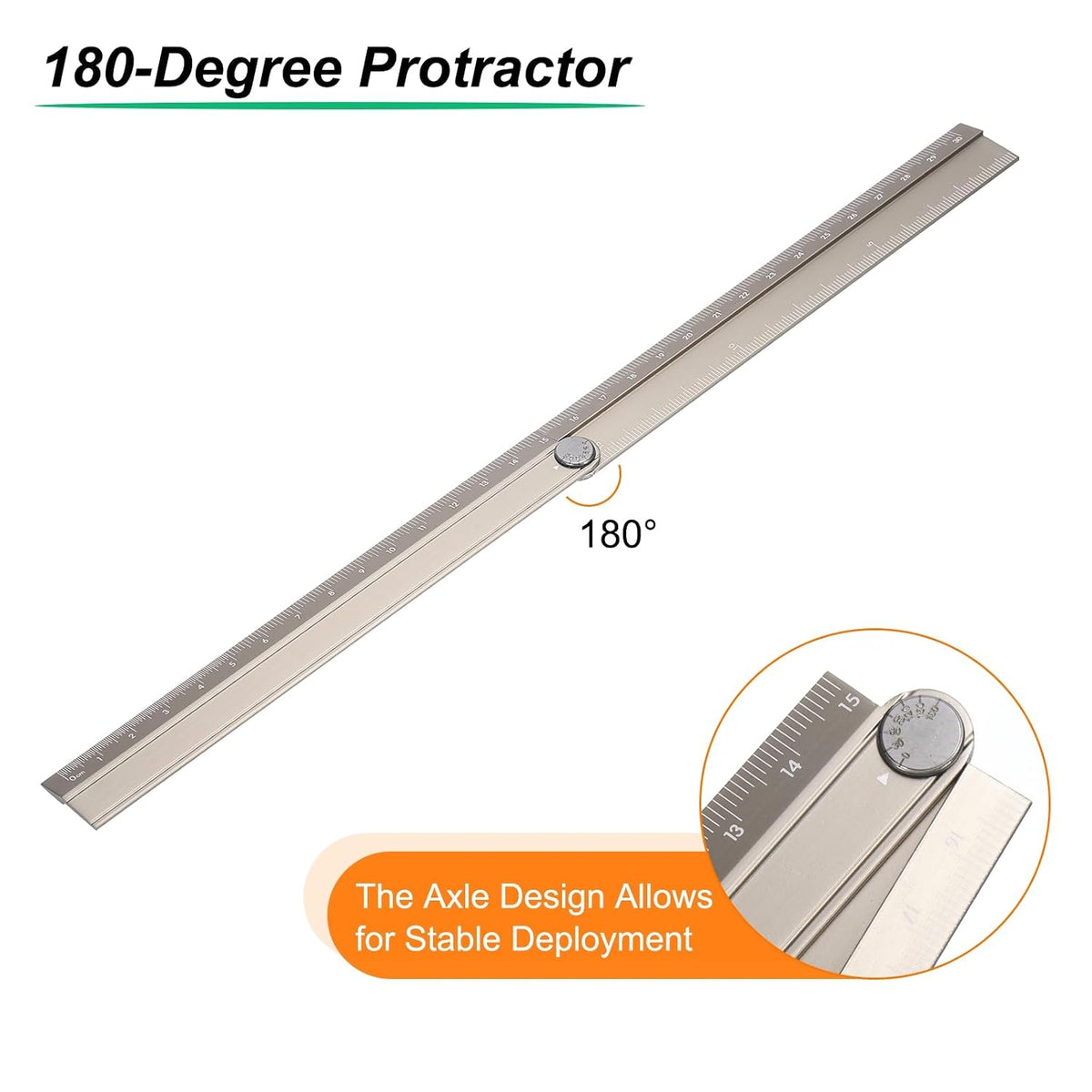 HARFINGTON Folding Straight Ruler 30cm Aluminum Alloy Protractor Khaki