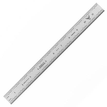 PEC Tools Metal Ruler, 12"/300mm, Made in USA