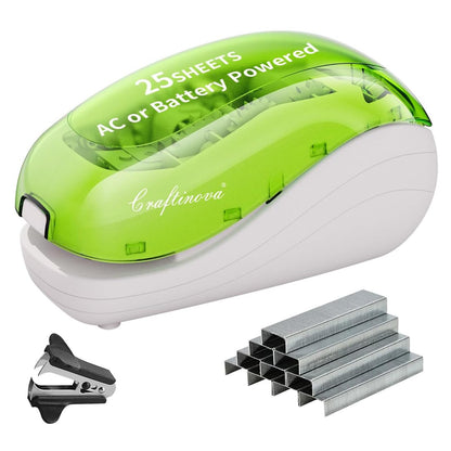 Electric Stapler,Including 2000 Staples and 1 Staple Remover, Suitable for Palm Size and high Comfort，25 Sheet Capacity, AC Adapter or Battery Powered，Battery not Included，(Black)…