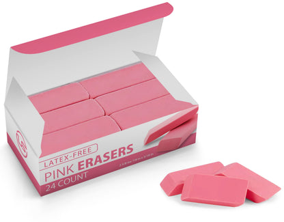 Pink Erasers, 120 Count Rectangular Eraser Bulk Pack, Latex Free Pink Pearl Erasers for School Supplies, Art and Office