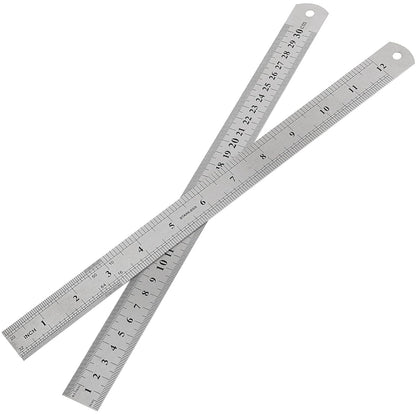 30 Pack 12 Inches Stainless Steel Rulers, Straight Edge Laser Engraved