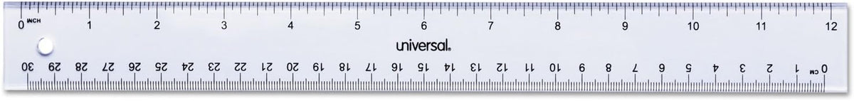 Universal Clear Plastic Ruler, Standard/Metric, 12" Long, 1/16 Graduations, 1 Count