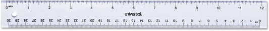 Universal Clear Plastic Ruler, Standard/Metric, 12" Long, 1/16 Graduations, 1 Count