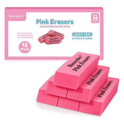 Pink Erasers Bulk, 100 Pack Rubber Pencil Erasers Bulk for School/Office, Latex-Free Smudge-Free Soft Bevel Erasers for Students, Bulk School Supplies for Classrooms, Teachers, Home, Office, Art Class