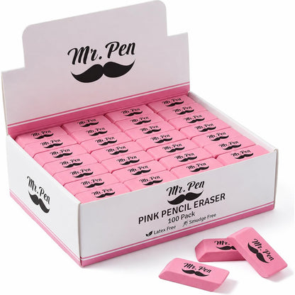 Mr. Pen- Pink Pencil Eraser, 12 Pack
