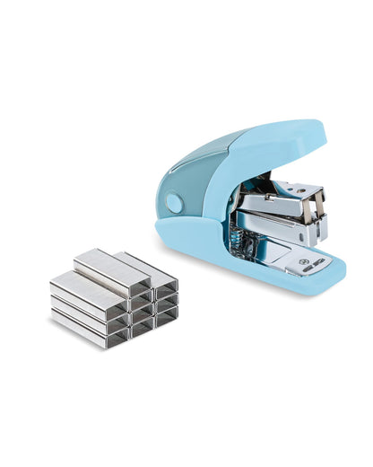 PAPERPAL Effortless Mini Stapler Set, 20 Sheet Capacity, Integrated Remover & Staple Storage, Holds 1/4" Staples, Includes 1000 Staples, Lightweight, Office, School & Daily Use, Dark Blue