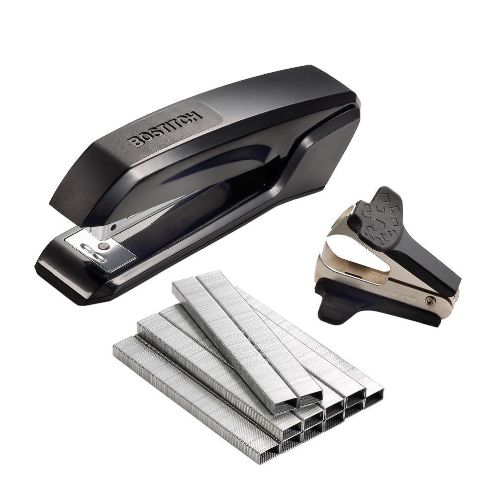 Bostitch Office Ascend 3 in 1 Stapler Integrated Remover & Staple Storage, 420 Staples Included, 20 Sheet Capacity, Lightweight, Pink