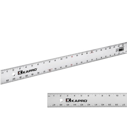 Kapro - 308 Straight Edge Ruler - ⅛” and 1/16” Increments - Contractor Grade - With Wear Resistant Printing - For Carpentry, Drywall, Drafting - Anodized Aluminum - 48 Inch