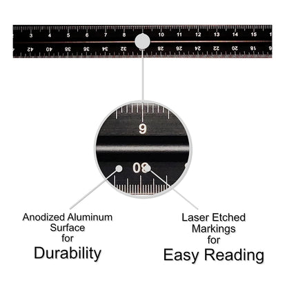 12 Inch Engineer Scale Ruler, Engineering Scale with Anodized Solid Aluminum Core, Laser Etched Scales, Imperial Scale - 1:10, 1:20, 1:30, 1:40, 1:50, 1:60, 12" Drafting Measuring Ruler