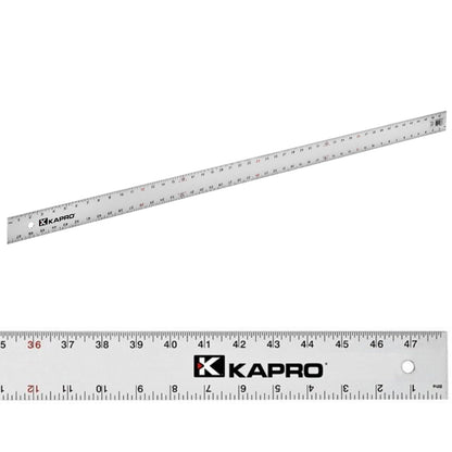 Kapro - 308 Straight Edge Ruler - ⅛” and 1/16” Increments - Contractor Grade - With Wear Resistant Printing - For Carpentry, Drywall, Drafting - Anodized Aluminum - 48 Inch