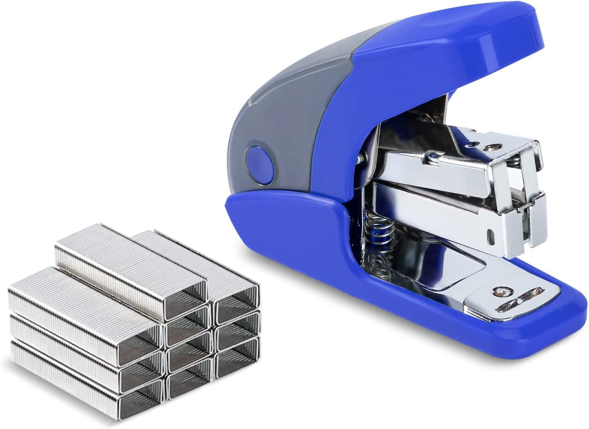 PAPERPAL Effortless Mini Stapler Set, 20 Sheet Capacity, Integrated Remover & Staple Storage, Holds 1/4" Staples, Includes 1000 Staples, Lightweight, Office, School & Daily Use, Dark Blue