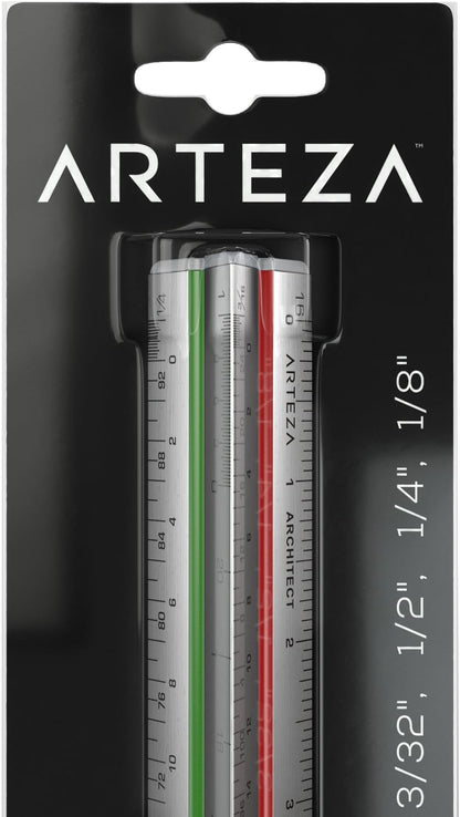 ARTEZA Architectural Scale Ruler, 12-Inch Triangular Anodized Aluminum