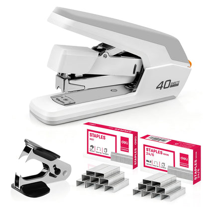 Deli Effortless Desktop Stapler, Heavy Duty Stapler, Black