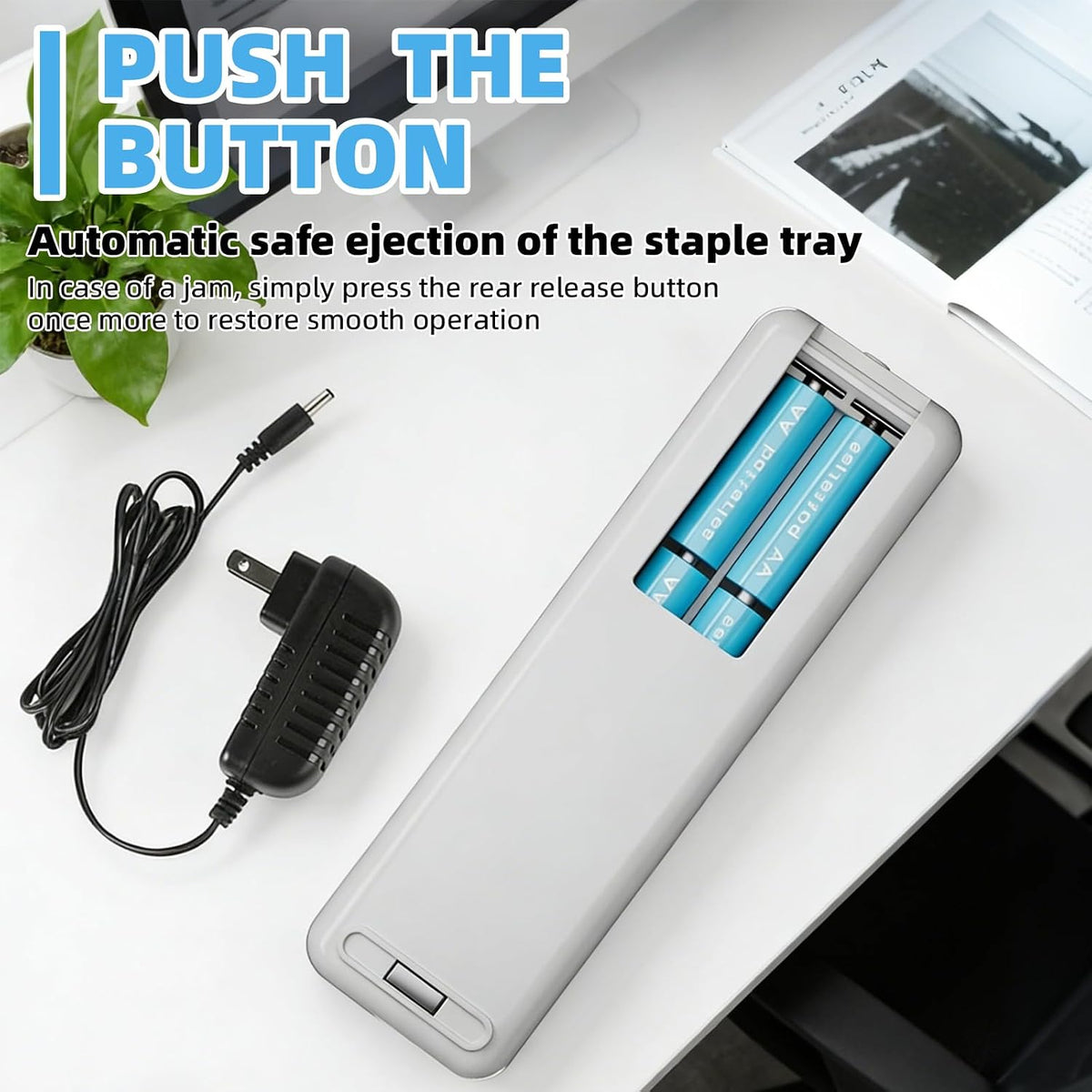 Coruscant Electric Stapler, Automatic Stapler, Heavy Duty，25 Sheet, Store 210 Staples，Includes 2000 Staples and 1 Staple Remover. Electric Desktop AC or Battery Powered for Home/Office Use