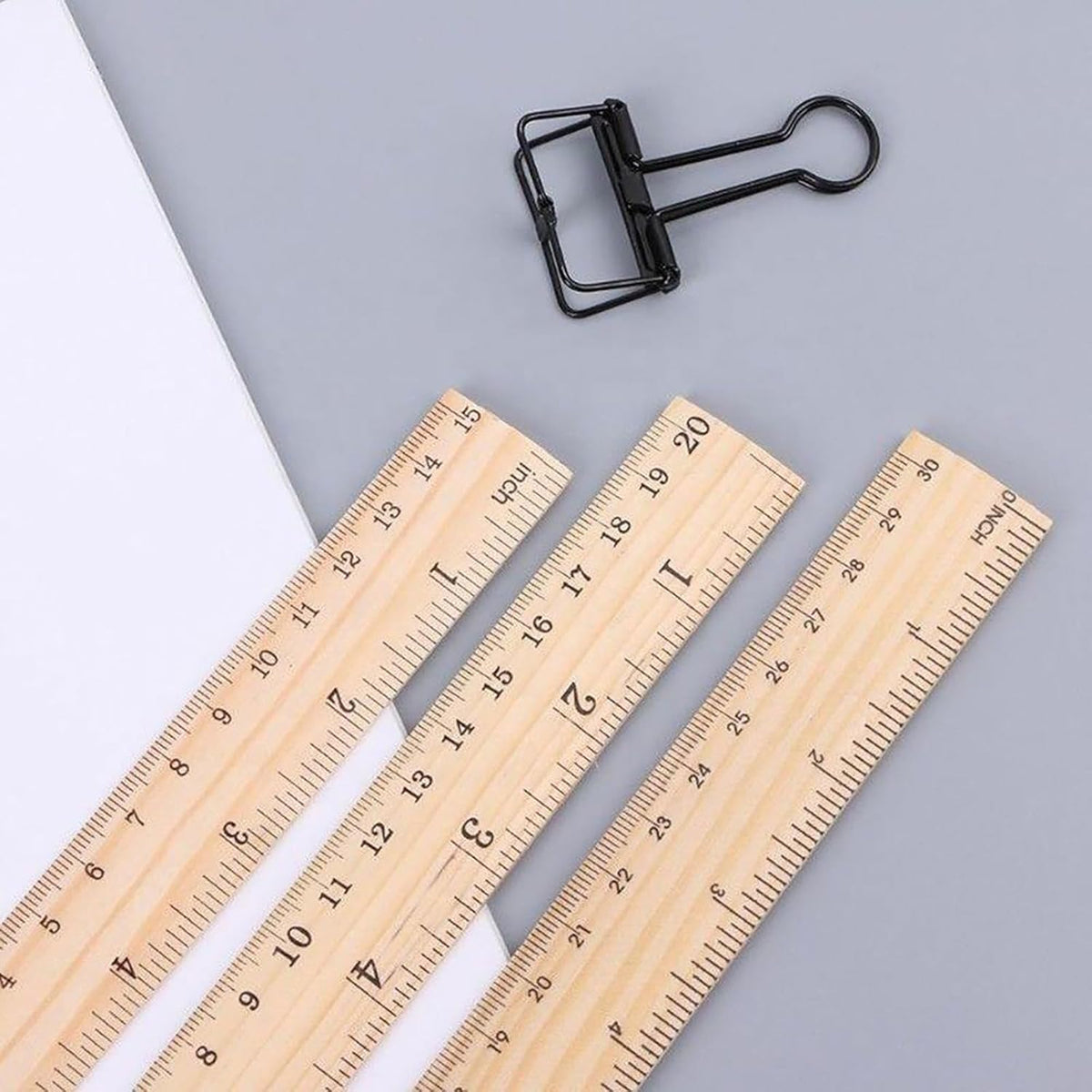 3 Pack Wooden Ruler (6, 8, 12 Inch) Wood Ruler Measuring Tool