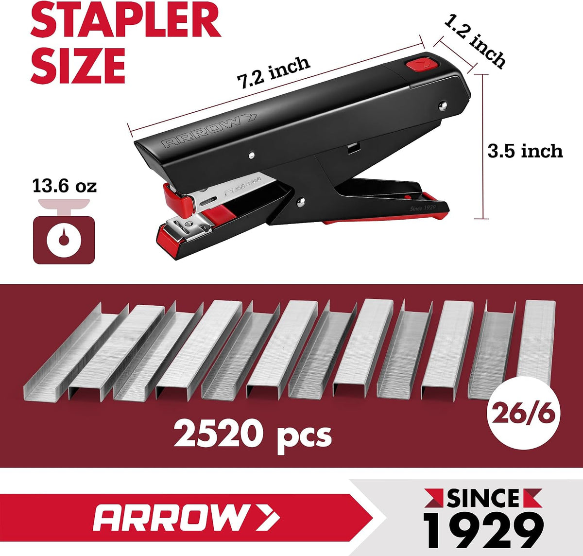 Arrow Plier Stapler Set, Metal Hand Stapler with 2520 Staples