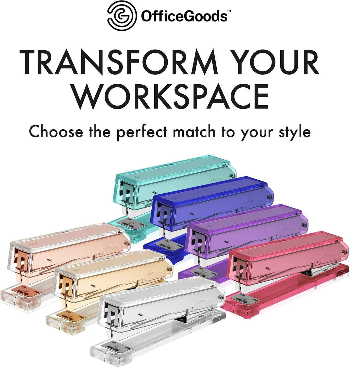 OfficeGoods Acrylic Stapler, Stylish and Compact Design, Silver