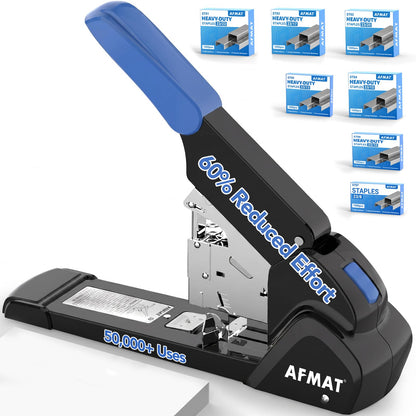 AFMAT ES15 Heavy Duty Stapler, 210 Sheet Staplers for Desk with 7000 Staples, Jam-Free, 50000+ Uses, 60% Reduced Effort, Easy Reload, Adjustable Paper Guide, Large Metal Manual Office Staplers,