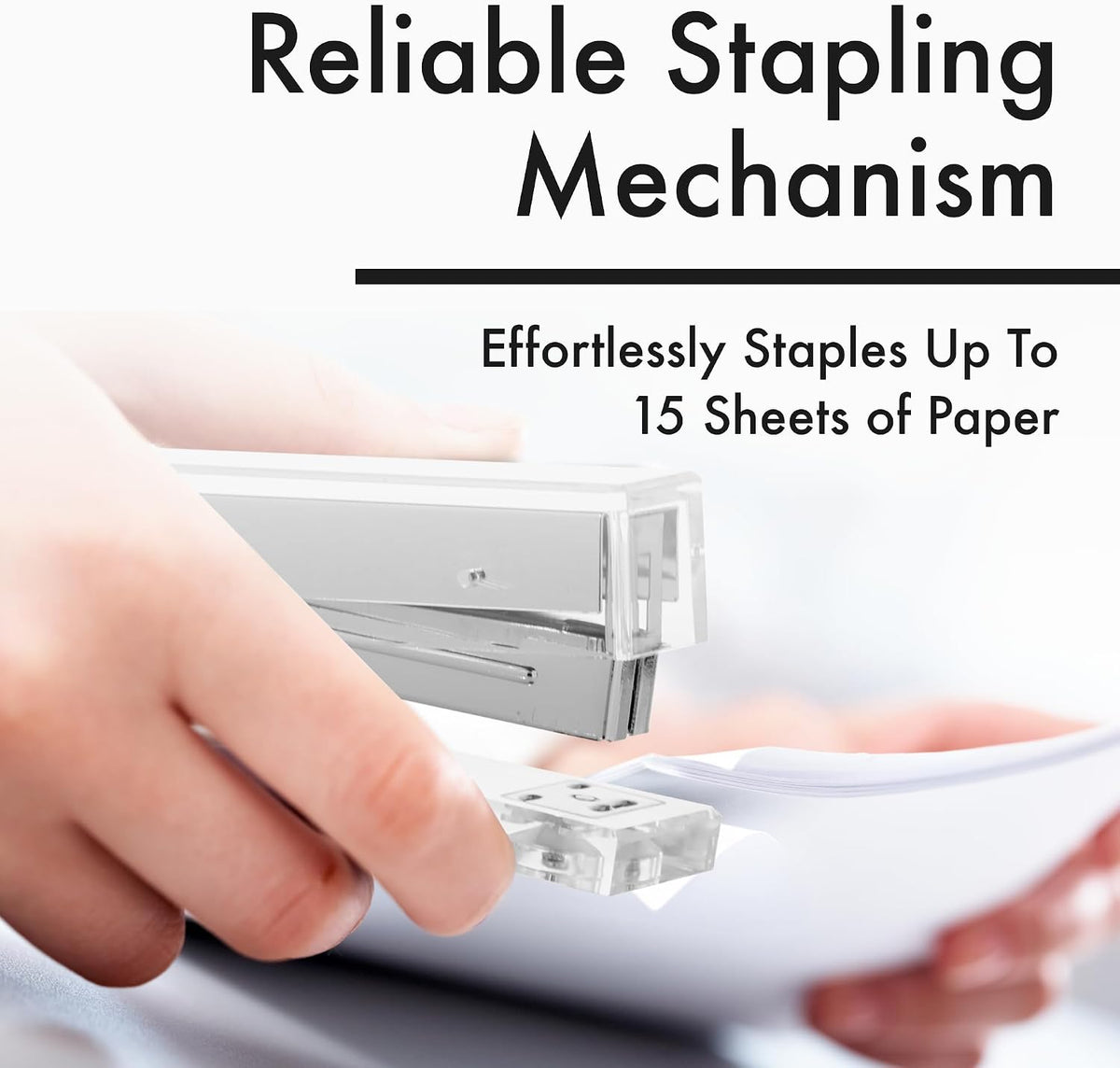 OfficeGoods Acrylic Stapler, Stylish and Compact Design, Silver