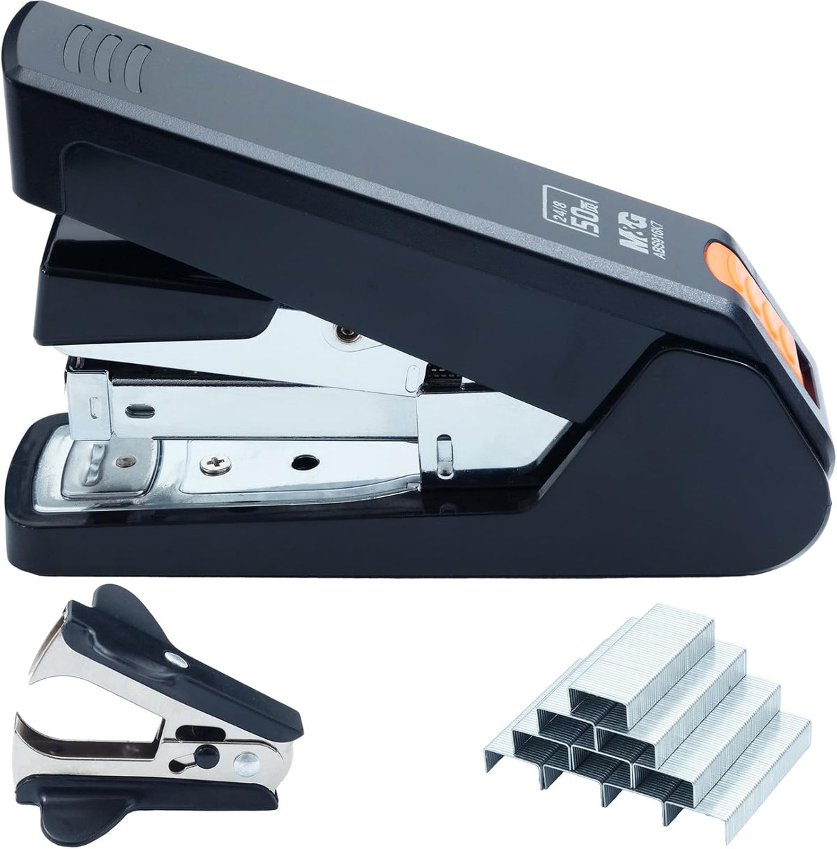 M&G Heavy-Duty Stapler for Desk, 50 Sheet Effortless No-Jam Stapling, Black