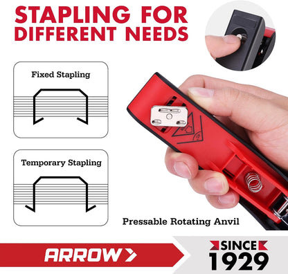 Arrow Office Stapler Set, 25 Sheet Capacity Metal Desk Stapler with 2100 Staples and Staple Remover, Half Strip Design and Non-Slip Base, Spare Staple Storage for Classroom, Office and Home