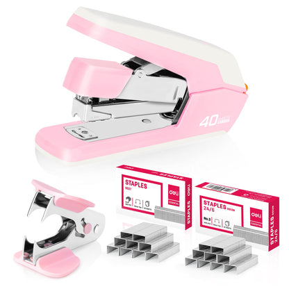 Deli Effortless Desktop Stapler, Heavy Duty Stapler, Black