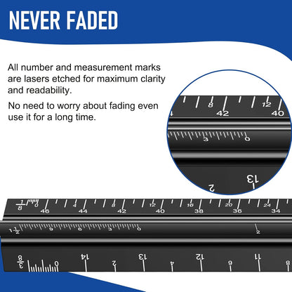Engineering Architectural Scale Ruler for Blueprints, Metric Metal Ruler
