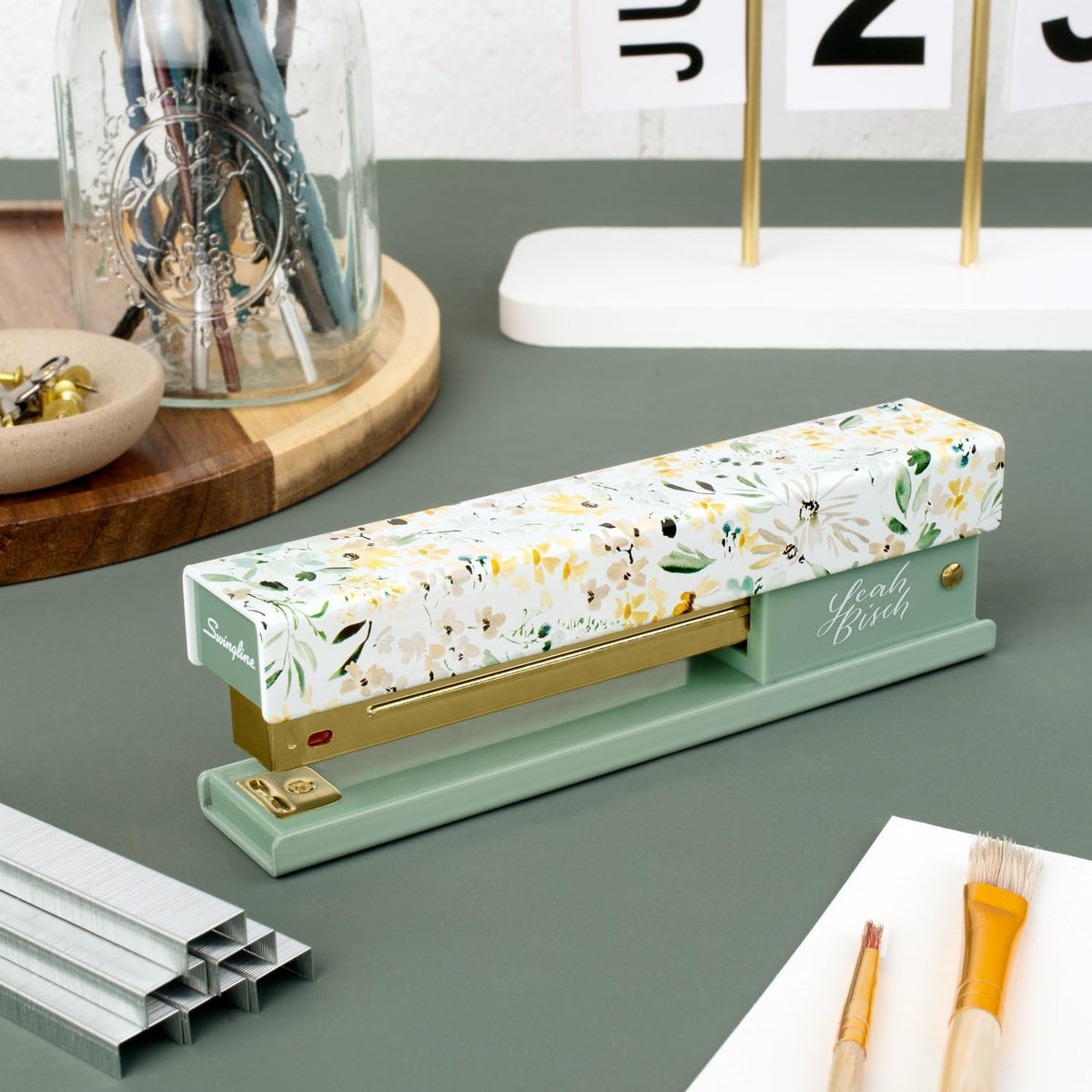 Swingline Stapler by Leah Bisch, 20 Sheet Capacity, Full Strip, Wildflowers, Colorful Fashion Design (S700034)