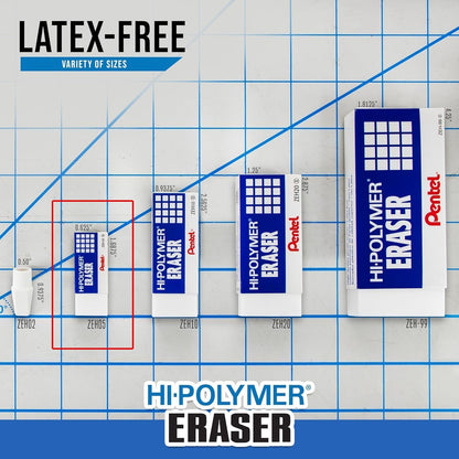 Pentel Hi-Polymer Eraser - White Polymer Block Erasers, Small, Pack of 18