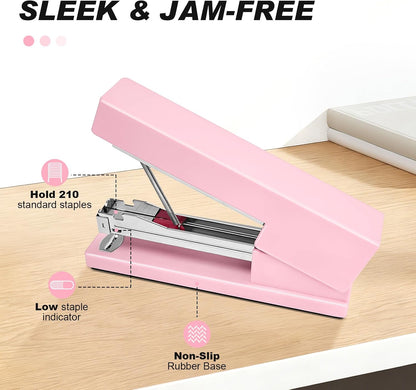 Stapler 25 Sheet Capacity with 830 Staples and Staple Remover, Pink Stapler