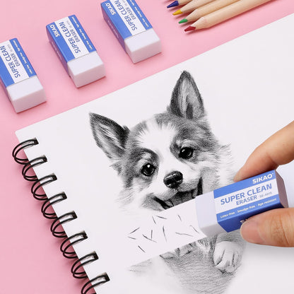White Erasers, 12 Pack Block Pencil Erasers Super Clean Non-Melting