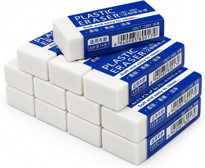 12 Pack White Erasers for Pencils, Large Eraser for Kids and Artists