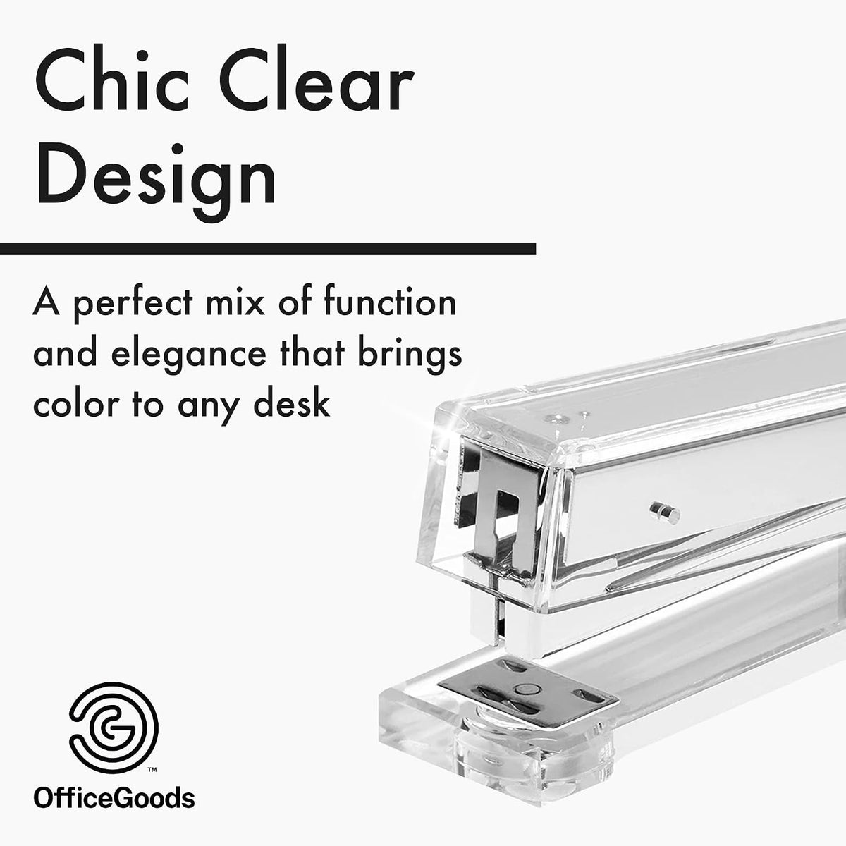 OfficeGoods Acrylic Stapler, Stylish and Compact Design, Silver