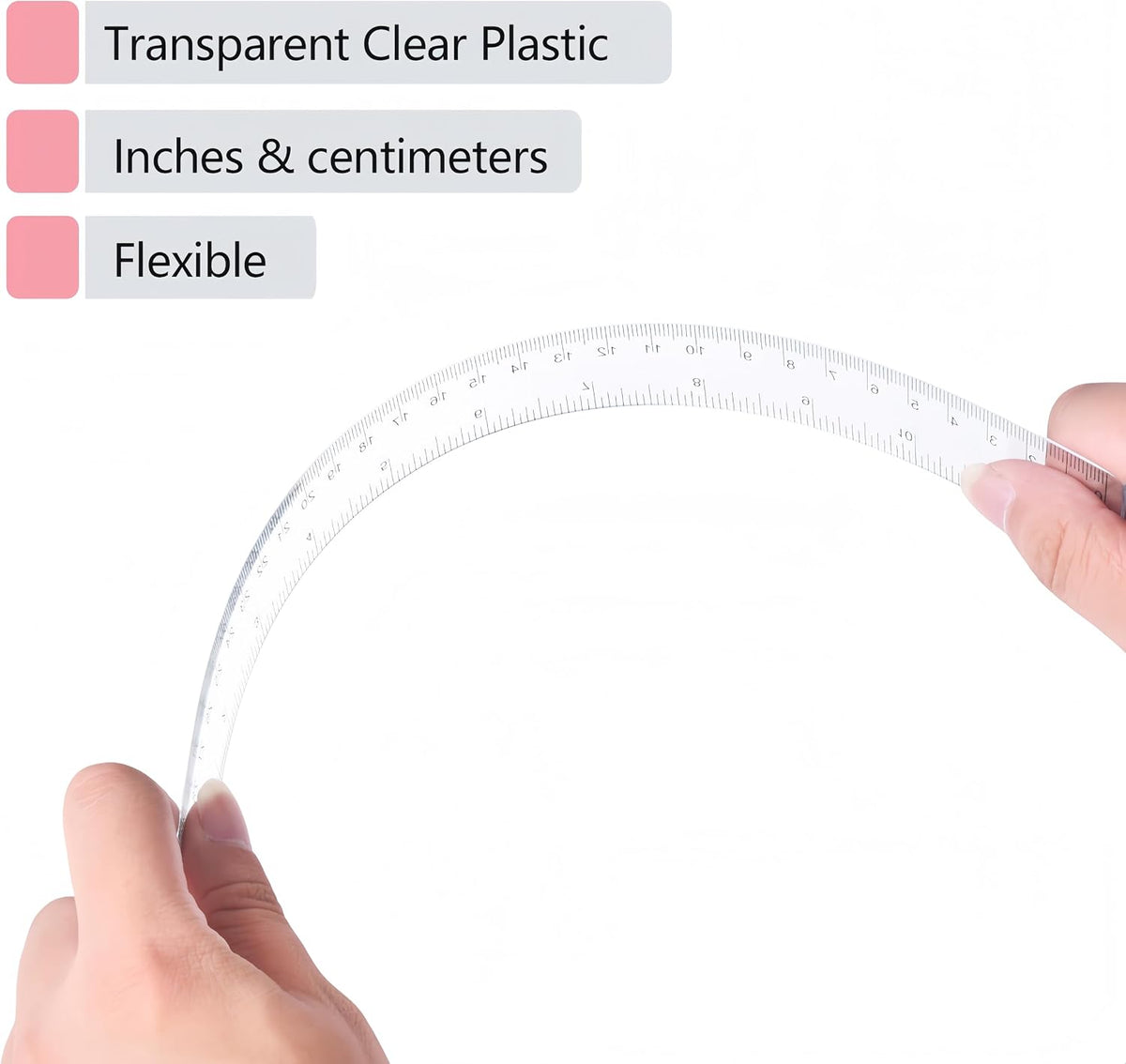Unjoo 2 Pack 12 inch Clear Ruler and 6 inch Plastic Protractor Set, Clear