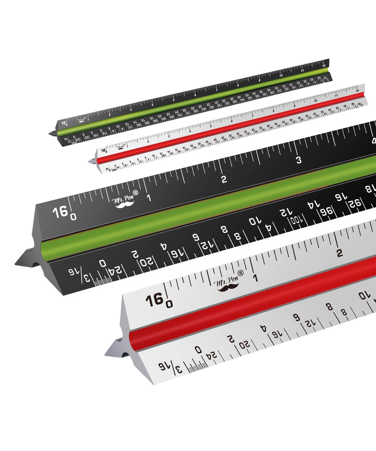 Mr. Pen- Architectural Scale, 12 inch, Black, Scale Ruler Contractor