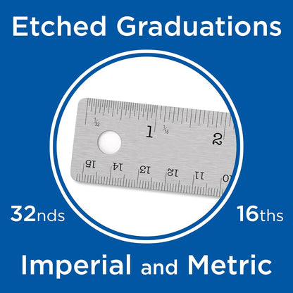 ALVIN Stainless Steel Ruler 24 Inches Model R590-24 Drawing and Design Tool for Students and Professionals, Great for Drafting, Architecture, Engineering, and Art - Stainless Steel Ruler -24 Inches