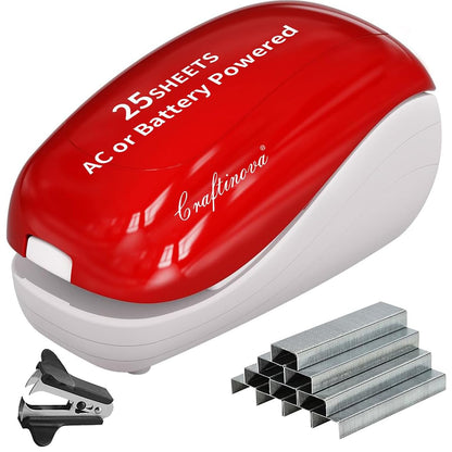 Electric Stapler,Including 2000 Staples and 1 Staple Remover, Suitable for Palm Size and high Comfort，25 Sheet Capacity, AC Adapter or Battery Powered，Battery not Included，(Black)…