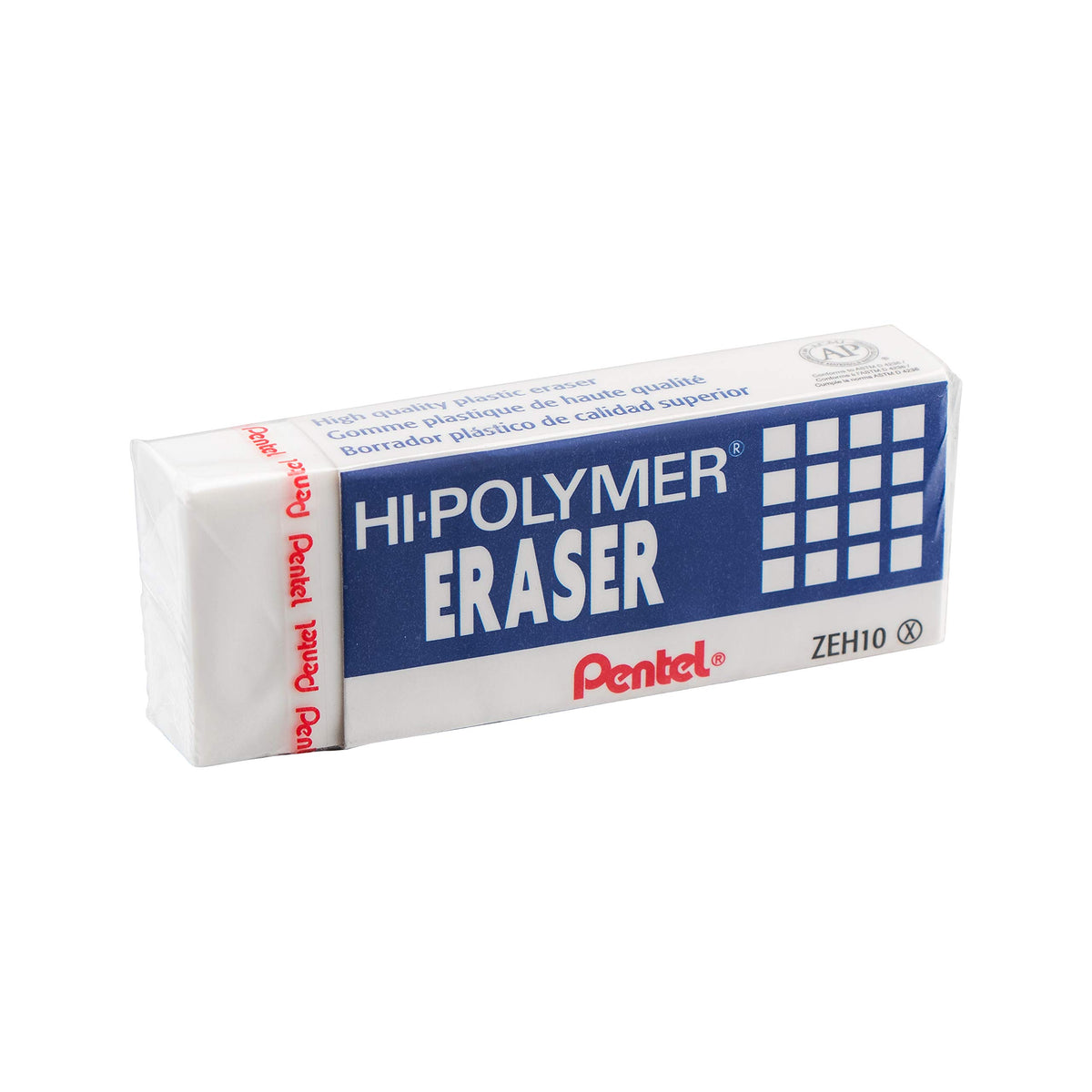 Pentel Hi-Polymer Block Eraser, Large, White, Pack of 3 (ZEH10BP3-K6)