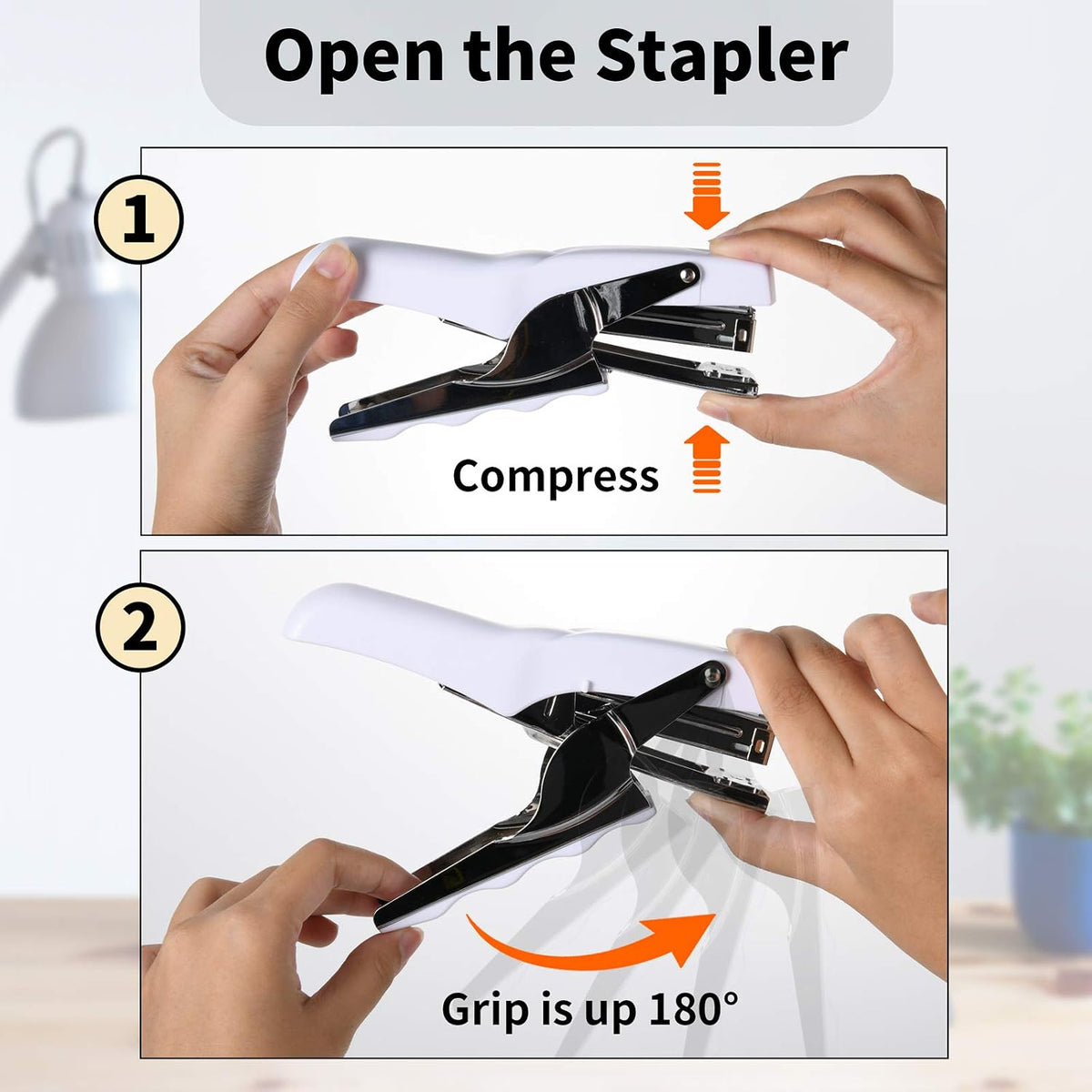 Stapler with 1000 Staples-Plier Stapler Save 60% Power(White)