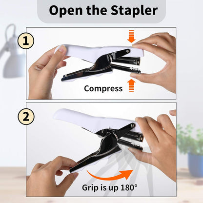 Stapler with 1000 Staples-Plier Stapler Save 60% Power(White)