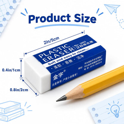 12 Pack White Erasers for Pencils, Large Eraser for Kids and Artists