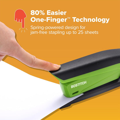 Bostitch Office Executive 3 in 1 Stapler, One Finger, 25 Sheet, Green