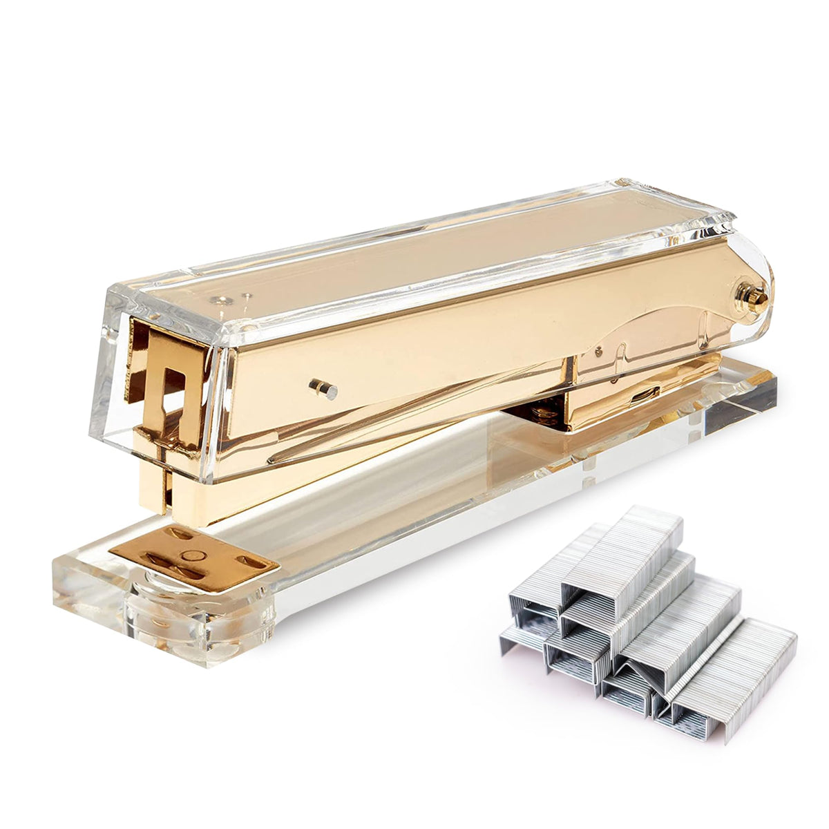 OfficeGoods Acrylic Stapler, Stylish and Compact Design, Silver