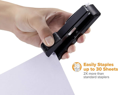 Bostitch Office B8 PowerCrown Travel & Desktop Stapler, 30 Sheet Capacity, Durable Metal, Black.