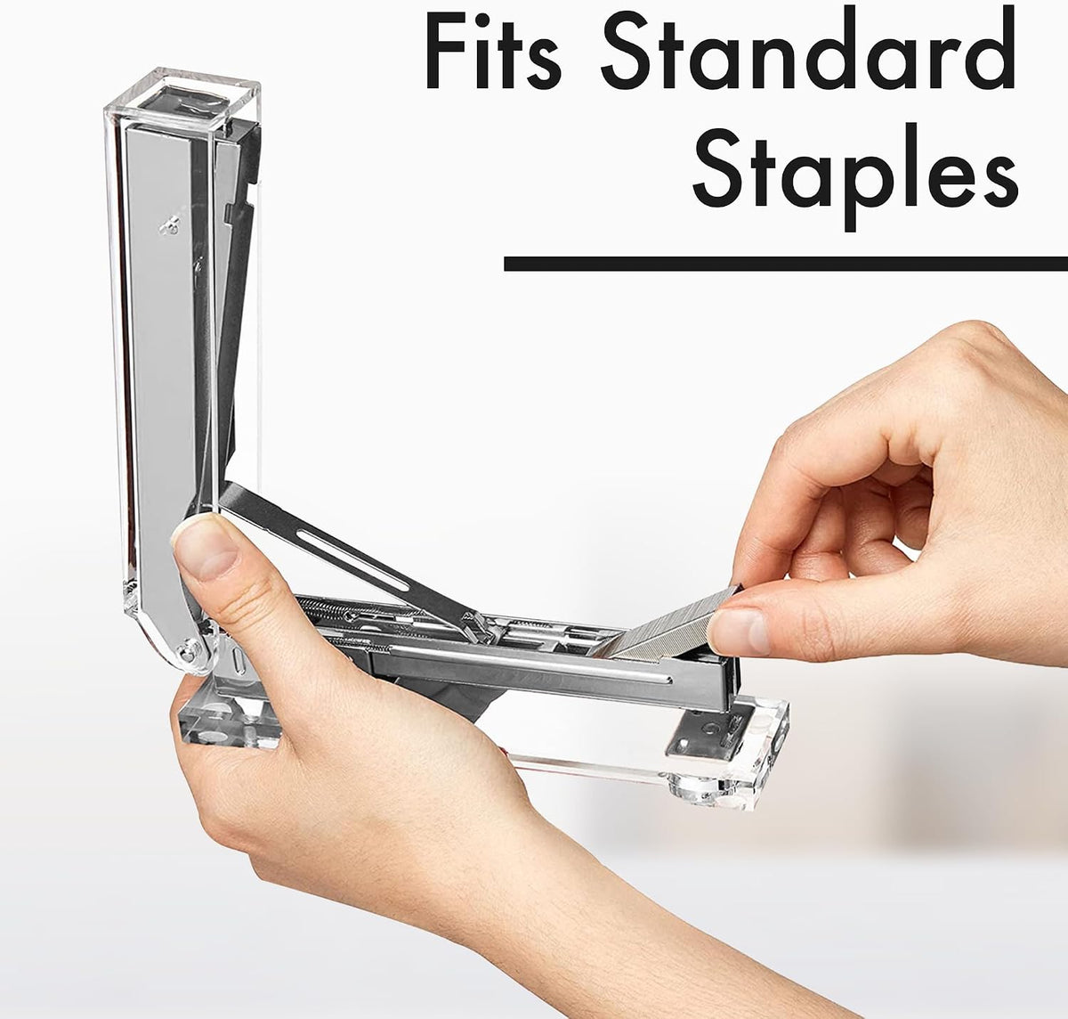 OfficeGoods Acrylic Stapler, Stylish and Compact Design, Silver