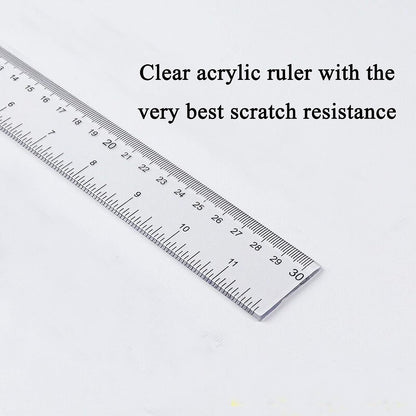 2Pcs Clear Ruler Plastic Rulers Straight Ruler for School 6 Inch 12 Inch
