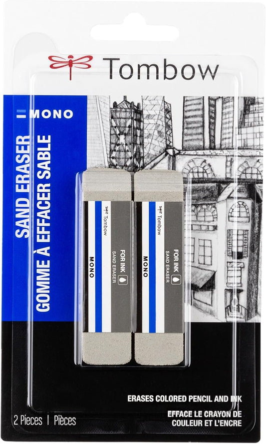 Tombow 67304 Mono Sand Eraser, 2-Pack. Silica Eraser Designed to Remove Colored Pencil and Ink Markings…