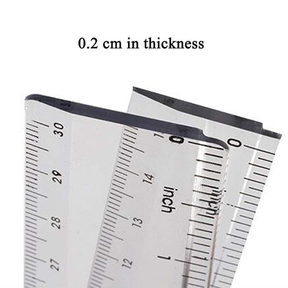 2Pcs Clear Ruler Plastic Rulers Straight Ruler for School 6 Inch 12 Inch